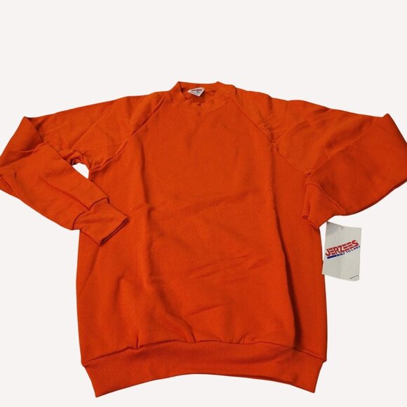 NOS Vtg Jerzees 90s Blank Orange Crewneck Sweatshirt Size M 38-40 USA Made - Picture 1 of 4
